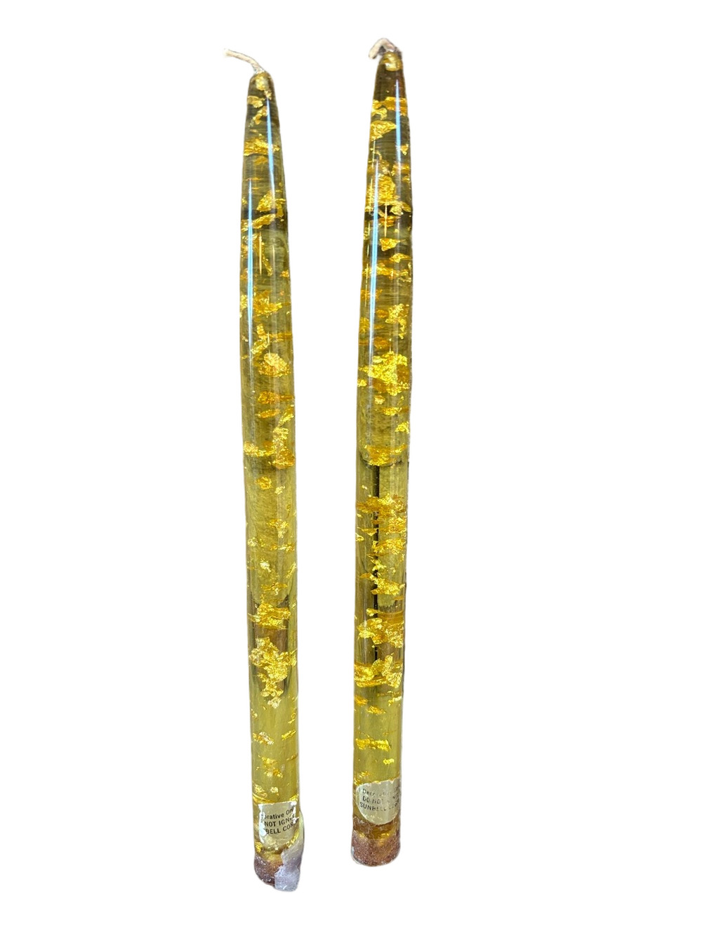 MCM lucite acrylic gold decorative candles with gold flecks